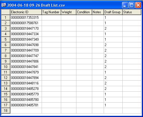 Creating a Draft list A draft list is most easily created from a session file copied from the Weigh Scale.