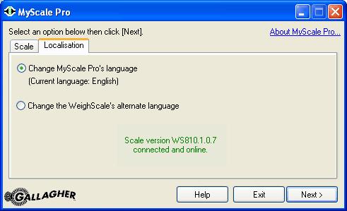 Change MyScale Pro's language 1. From the main menu, select the Localisation tab. The following window will open.