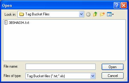 A dialog box displays letting you locate the Tag Bucket file that you want to import. If you have previously located Tag Bucket files, MyScale Pro defaults to the folder these are stored in.