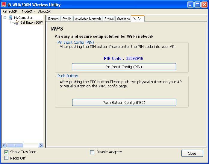 3.6 WPS Click the tab WPS as shown in Figure 3-11, select different ways to configure the adapter for Wi-Fi network.