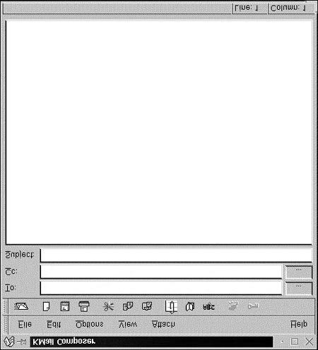 To compose a new email message, select the File, New Composer menu option. Figure 8.9 shows the Kmail Composer window.