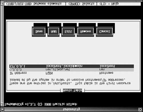 Xturbonetcfg consists of a menu of seven options and four command buttons. You use the up and down arrow keys to select a menu option, and then you press the Enter key.
