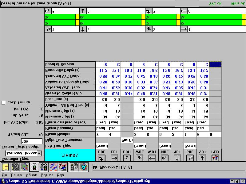 .3.4 Signal Timings The timings window, shown in Figure 4, allows data input for signalized intersections.