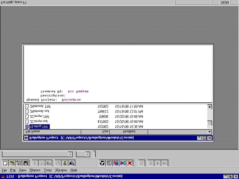 5. CORSIM Start CORSIM by executing the tsis.exe file. Create a project in the directory with the generated CORSIM input file. Figure 7 shows the screen after the project is opened.