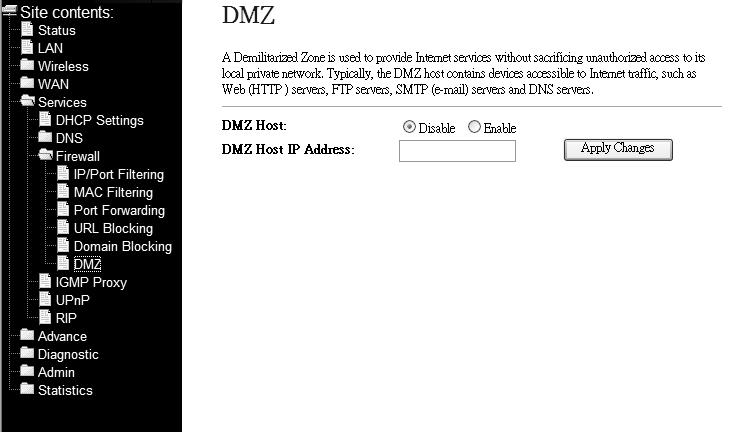 3.4.3.6 DMZ A DMZ (Demilitarized Zone) allows a single computer on your LAN to expose ALL of its ports to the Internet.