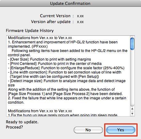 8. Click the printer to update the firmware of to
