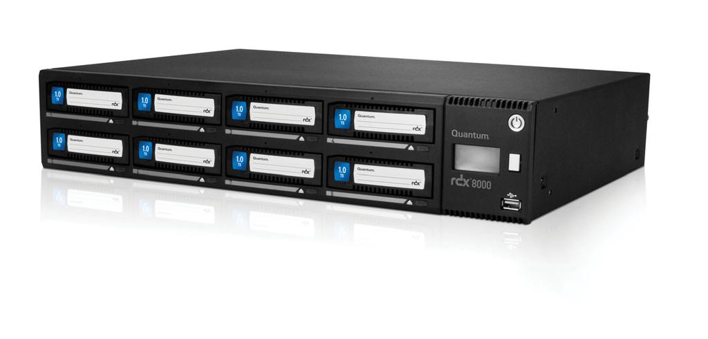 19 RDX 8000 8-slot disk-based library that stores up to 8TB like a tape autoloader but uses RDX removable disk cartridges instead Take cartridges off-site for disaster recovery Available with easy to