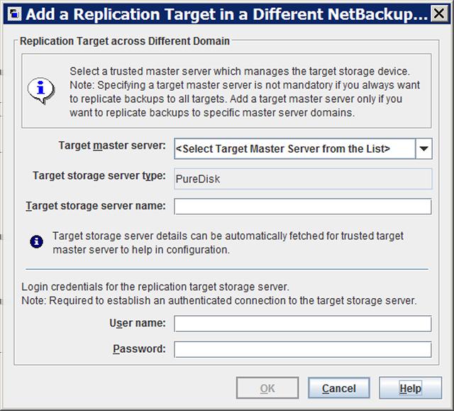Configuring deduplication Configuring MSDP replication to a different NetBackup domain 171 5 On the Replication tab, click Add.