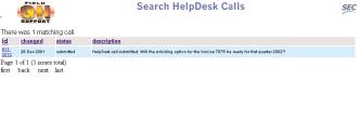 Partners HelpDesk Call Sample Search (Continued) 2. The system will return issues that contain the criteria entered for the search. Returned matches appear as shown below. 3.