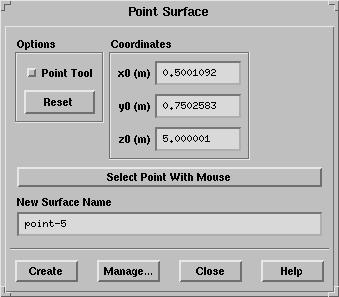 Creating Surfaces for Displaying and Reporting Data Figure 24.4.1: The Point Surface Panel 1. Specify the location of the point.