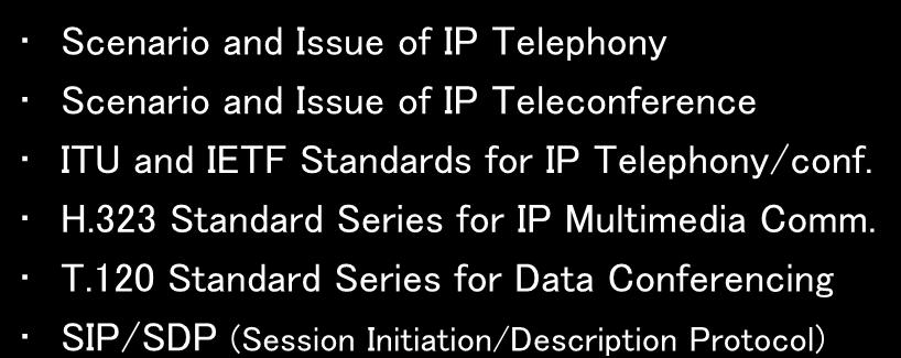 Lesson 13 Media Communications Internet Telephony and Teleconference Scenario and Issue of IP Telephony Scenario and Issue of IP Teleconference ITU and IETF