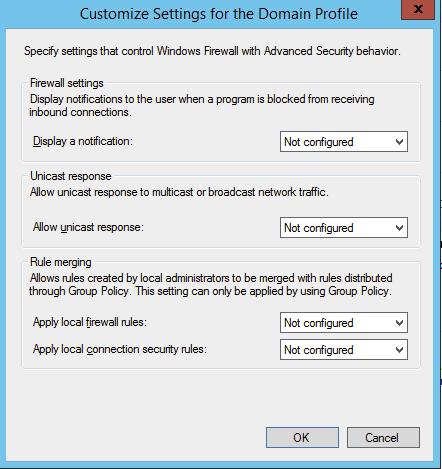 firewall rules under Rule merging. The Windows Firewall Service must be enabled. This can be done via the Global Policy Management Editor as well.