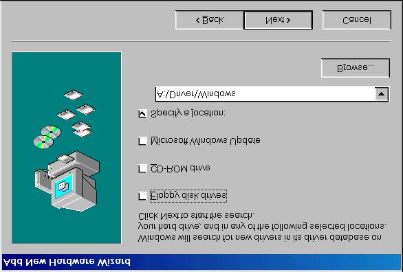 Appendix A -- USB Driver Installation 2003/1/21 b. Select Specify a location and click Browse.