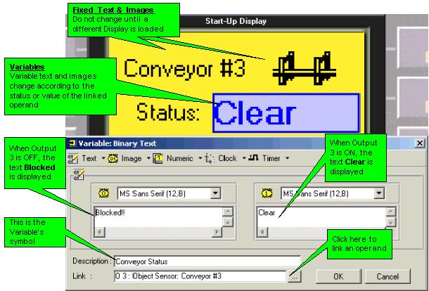 HMI Displays After you have inserted Variables into a display, they are shown with that display in the Project tree.