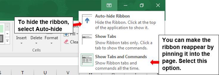 Hiding and unhiding the ribbon from the page is possible