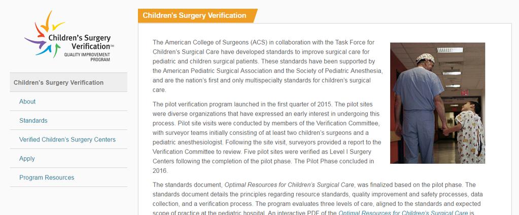 Accessing the Pre-Application The link for the Pre-Application can be found at www.facs.org on the Children s Surgery Verification page under Apply : Select the Apply link.