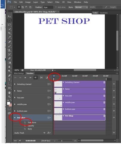 8. To make the Timeline window taller, move your mouse over the top of the Timeline window until it turns into a double-sided arrow and drag it up (as indicated with the red circle ) 9.