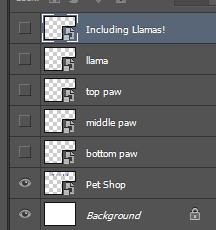 Smart Objects allow us to perform nondestructive transformations such as rotations or scaling. Go to the Layer Manager Pane and select the Including Llamas! Layer. Right click and select Convert to Smart Object.
