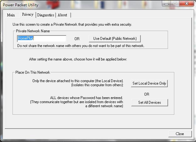 3.2 Privacy Screen The Privacy screen provides the user with an option to maintain security for their logical network and also to select the devices that has to be included in the network.