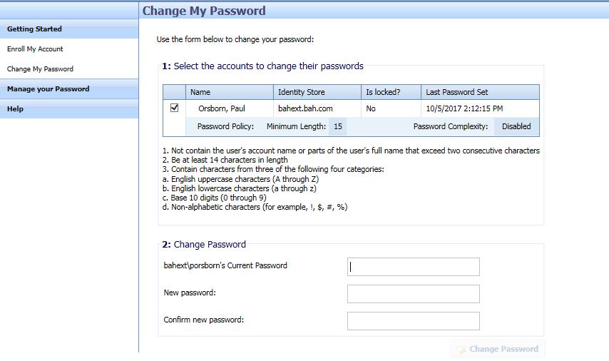 Password. Click Change Password.
