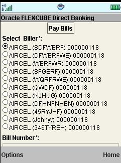 Transaction Password Behavior Pay Bills (Screen 1) (Screen 2) Field Description Field Name Select Biller Bill Number Bill generation Date Payment Amount Description [Mandatory,