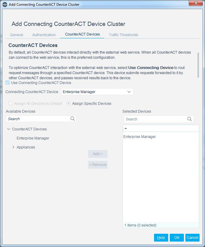 4. Use a Connecting CounterACT Device is selected by default.