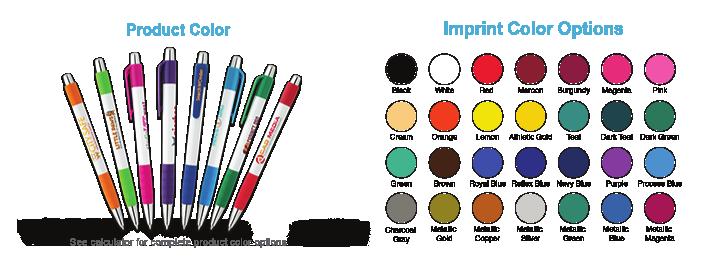#BP9400 Oval Grip Wide Barrel Pen Black ink Product Colors: Blue, Green, Purple, Red, Yellow #BP9411 Metal Accent Ballpoint Pen Black ink Product Colors: Blue, Green, Lime Green, Orange, Pink,