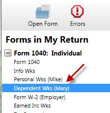 2. With that worksheet open, click on Forms (upper toolbar) and then click on Delete Dependent Wks. 3.