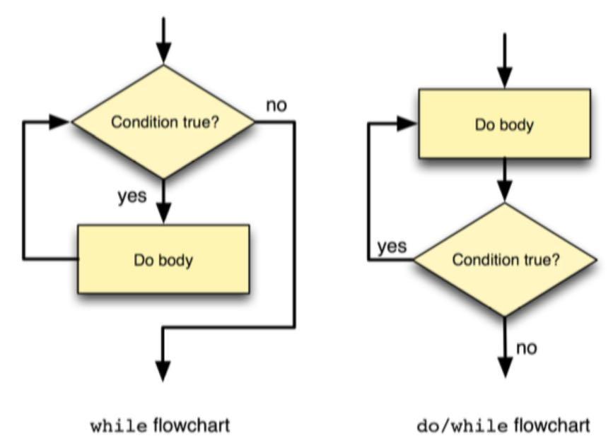 The while and do..while statement See the difference between the flowchart for while and that for the do.