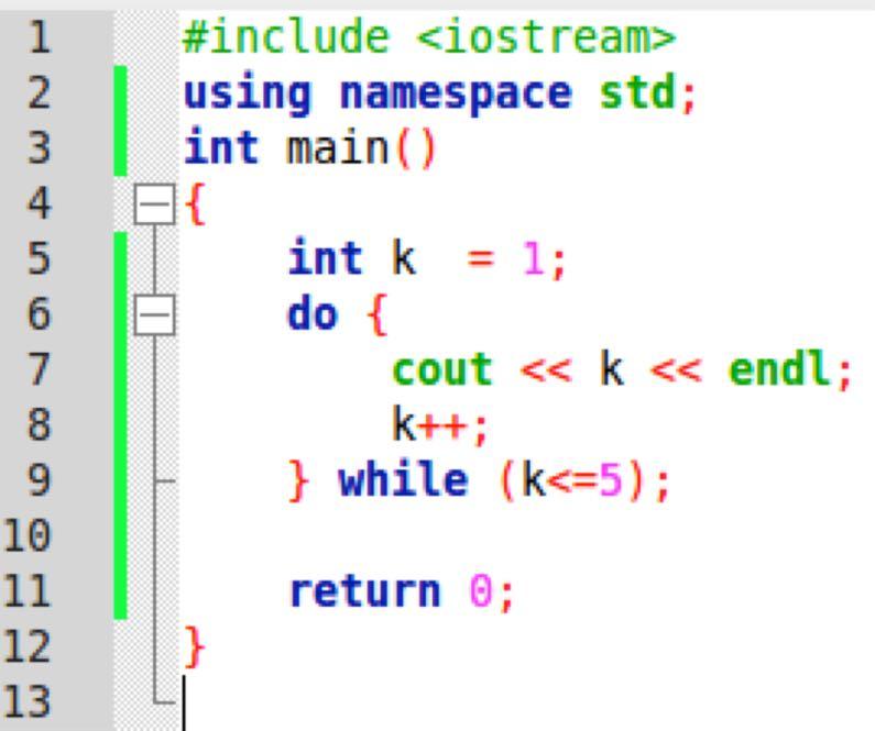 The do..while loop: Simple example The do..while statement checks the condition AFTER going inside the body of the loop.