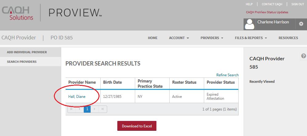 View Provider Detail From the Provider Search Results screen (see Figure 30), click on the provider