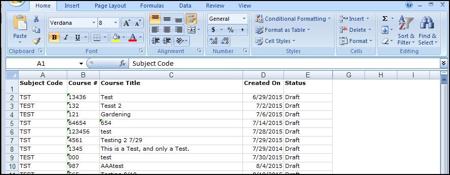 A report Exported to Excel will look similar to the below example.