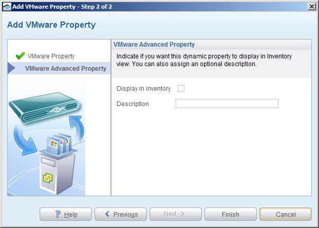 VMware Advanced Option Name VMware Advanced Option Data Type VMware Advanced Option Type Enter the name of the advanced property.