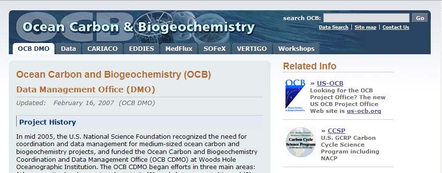 Ocean Carbon & Biogeochemistry project is still active; acquiring data database is available