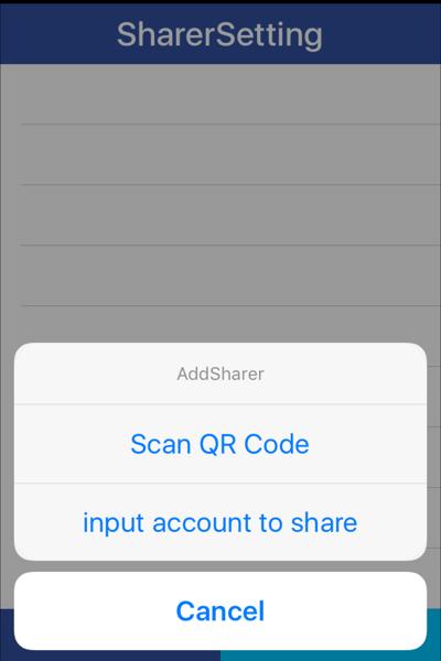 Step 3: Input account to share or by scanning QR