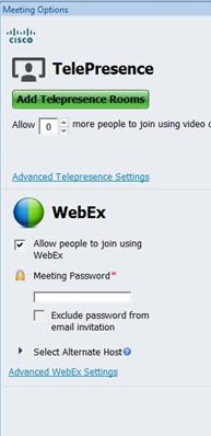 Booking using WebEx Productivity Tools with TelePresence If Productivity Tools are already installed, a special button will appear on your Outlook toolbar.