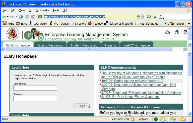 7. To get information for step 1, open your browser and go to the Blackboard login page: elms.umd.edu. 8.
