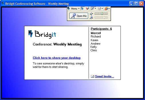 Bridgit Conferencing Software 5. If you want the participants' microphones to be open when participants join a conference, select the Automatically open microphones option. 5. Under User Information, type Your Name.