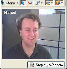 Participating in a Conference 2. Press the Start My Webcam button, and the Bridgit software toolbar shows your webcam as it appears to the other participants.