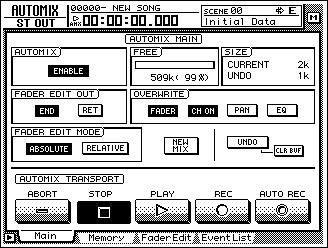 Additional functionality for Automix Due to the addition of the MIDI Remote function, MIDI Remote operations can now be recorded/edited in the automix.