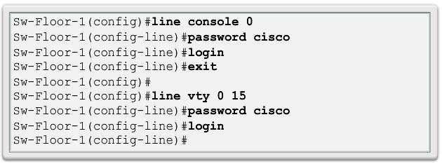 Limiting Access to Device Configurations The passwords introduced here are: Enable password - Limits access to the privileged EXEC mode Enable secret -
