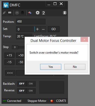 Mode Selection By its unique design controller can support two motor modes. The motor selection can be achieved inside the standalone software Click the label of the motor mode on the taskbar.