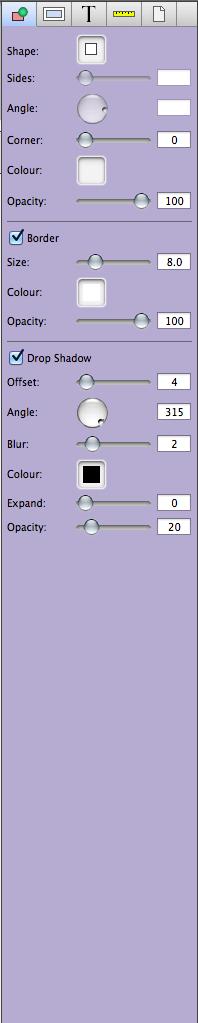 F. The Inspector Options to alter item appearance can be accessed via the Inspector on the main window.