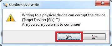 9. Confirm the warning message