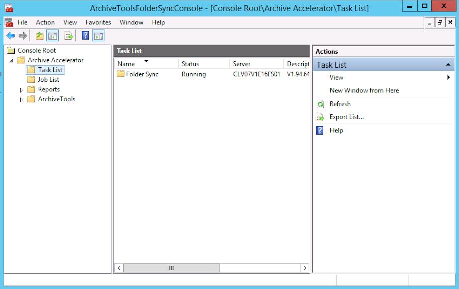 Configuring the Folder Sync task Configuring the settings for the Folder Sync task 37 3 In the left pane of the management console, expand the Archive Accelerator folder and select the Task List