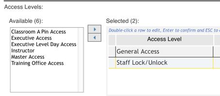 6 To remove an access level, select the appropriate access level from the