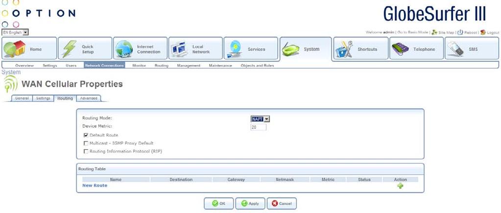 The top part of the configuration window displays general communication parameters.
