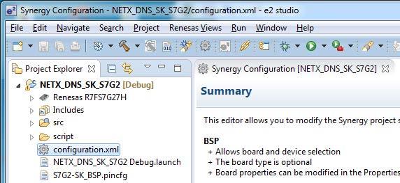 Open the Synergy Configuration, if not already open, by double-clicking the configuration.xml file in the Project Explorer (Figure 2.12). Figure 2.