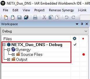 eww) by clicking File >Open Workspace. Navigate to the folder where the NETX_DNS_DK-S7G2.zip or a similar zip project has been extracted. 4. Select the NETX_DUO_DNS.eww workspace file (.