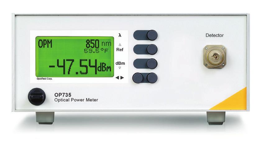 OP735 OP740 Multichannel Optical Power Meter The OptoTest OP735 Benchtop Optical Power Meter can be configured with up to 4 channels and a mix of InGaAs, Silicon, and High-Power Detectors.